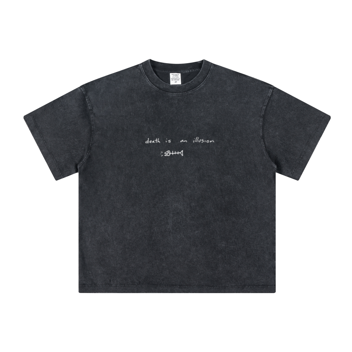 260GSM Unisex Heavyweight Re-Washed Distressed Crew Neck T-shirt Snowflake