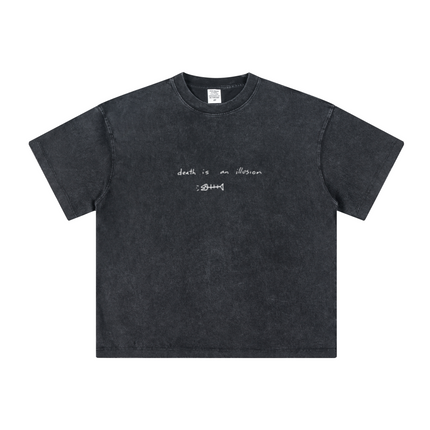 260GSM Unisex Heavyweight Re-Washed Distressed Crew Neck T-shirt Snowflake