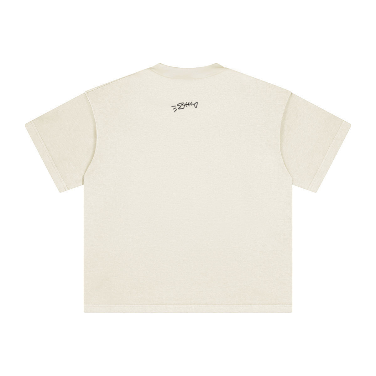 260GSM Unisex Heavyweight Re-Washed Distressed Crew Neck T-shirt Apricot Grey