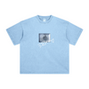 260GSM Unisex Heavyweight Re-Washed Distressed Crew Neck T-shirt Sky Blue