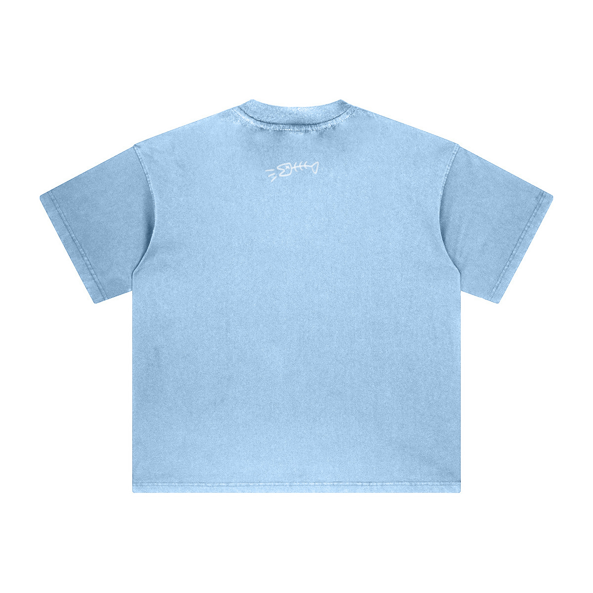 260GSM Unisex Heavyweight Re-Washed Distressed Crew Neck T-shirt Sky Blue